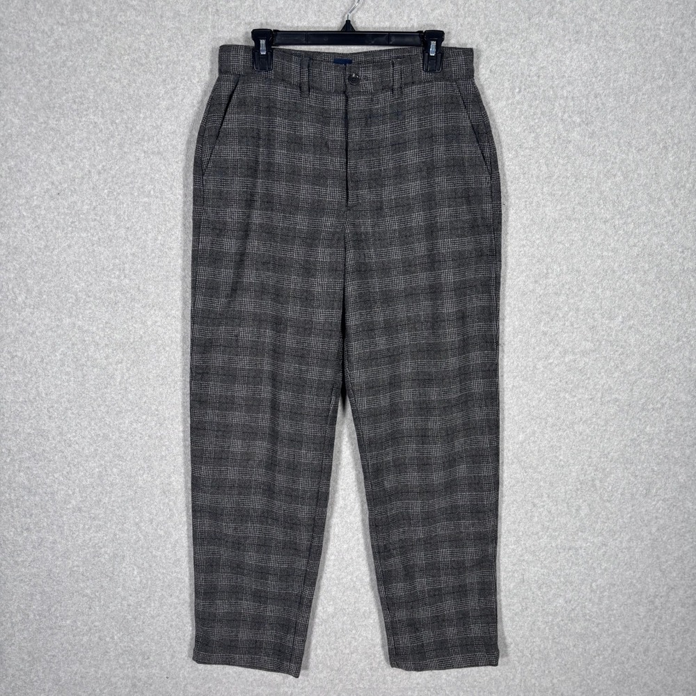 Gap Tweed Wool Relaxed Tapered Pleated Pants Mens Size 31‎ Check Plaid Trouser